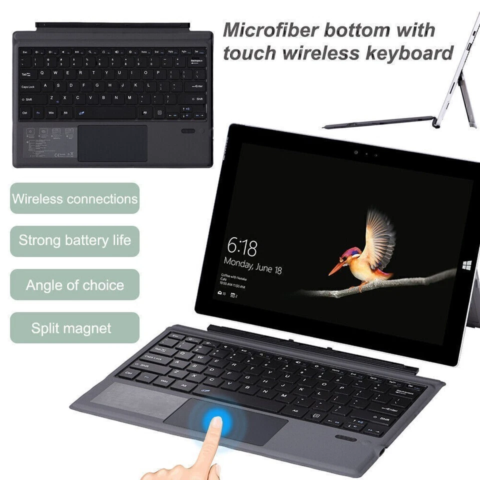 For Microsoft surface pro 3/4/5 (2017)/6 Backlit Bluetooth Keyboard Touch Pad - Image 3 of 4