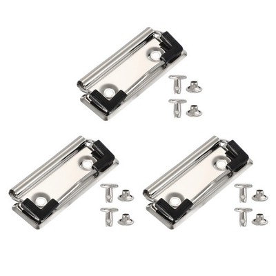 3Pack 2.8'' Metal Clipboard Clip with Rubber Grip, Silver(Glossy)