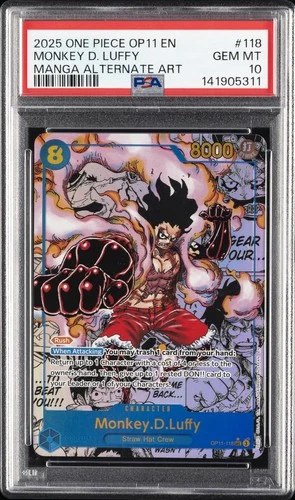2025 ONE PIECE A FIST OF DIVINE SPEED MANGA ALT ART #118 MONKEY D. LUFFY PSA 10