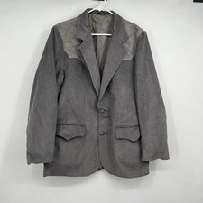 Vintage Pioneer Wear Gray Blazer 44 Jacket Corduroy Leather Western Sports Coat