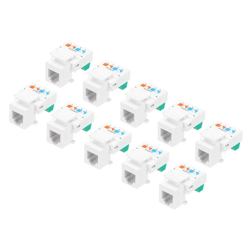 10 Pack RJ11 Cat 3 Telephone Jacks with Screw Terminal to RJ11 6P4C Female White