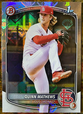 Quinn Mathews RETRO LOGO FOIL REFRACTOR SSP - 2025 Bowman 1st #BP-25 - Cardinals