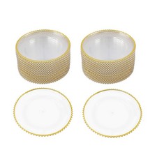 50 Pack Clear Charger Plate 13 Inch Plastic Serving Plate Beaded Dinner Charger