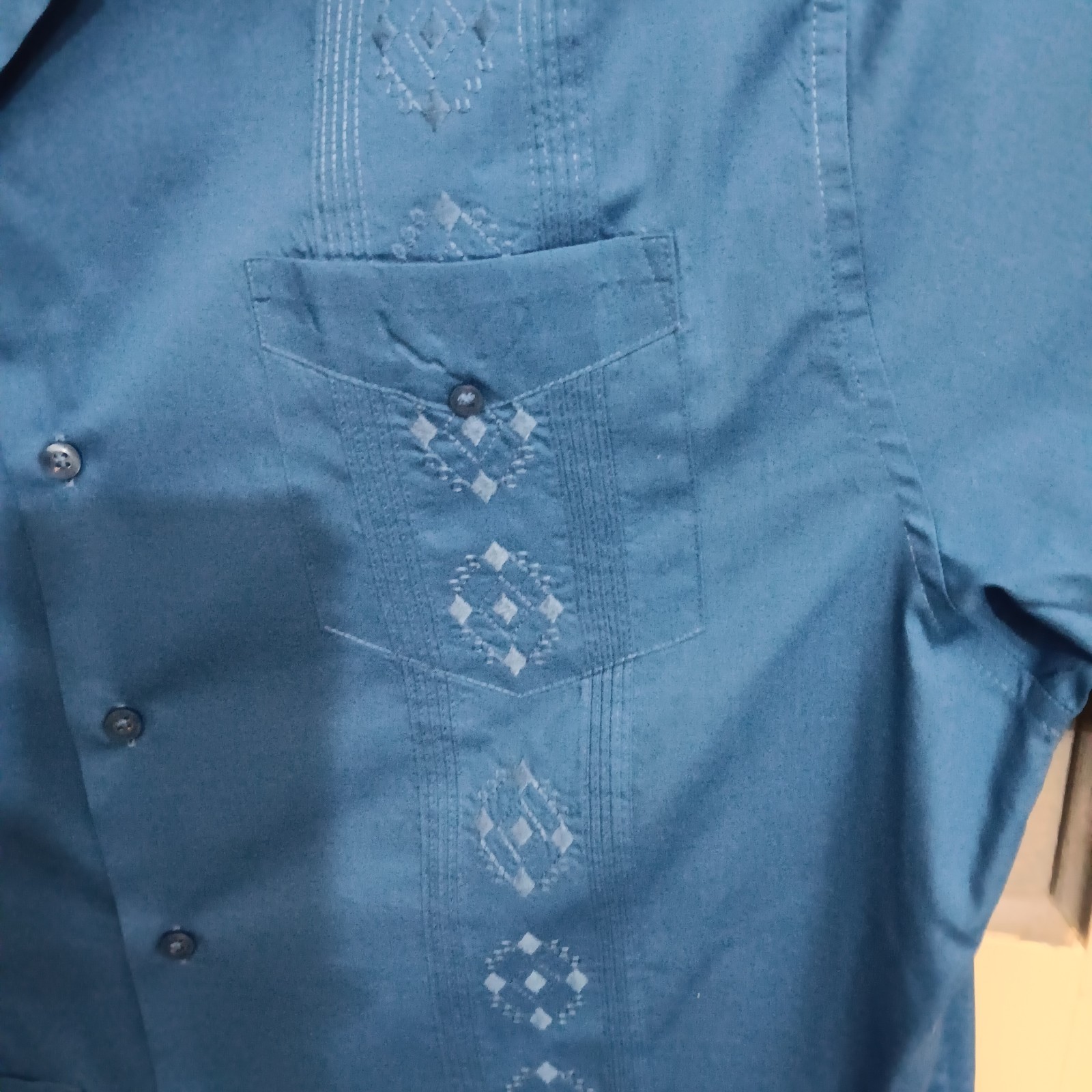 Cubavera Blue Button Down Large With Embroidery R… - image 4