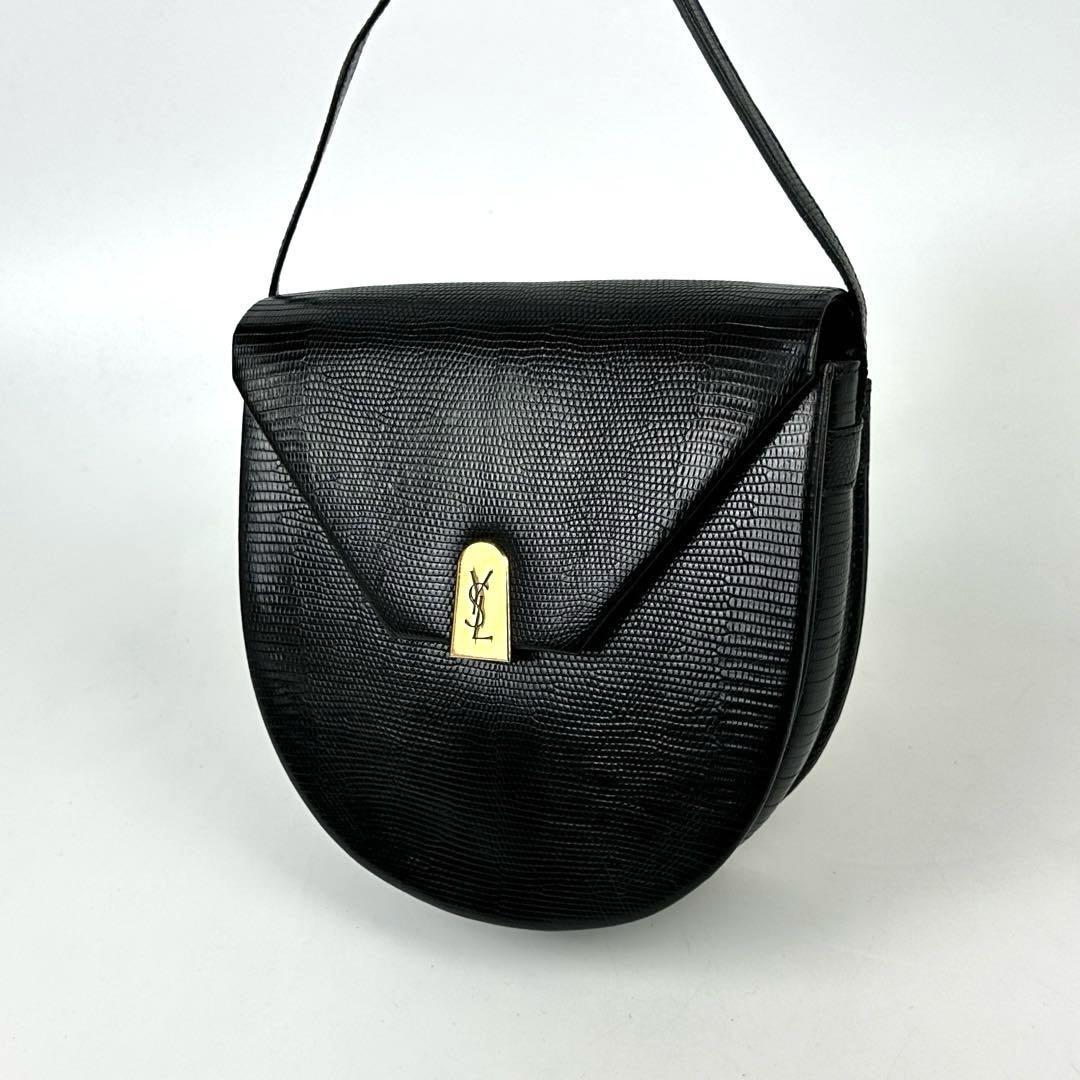 Borsa a tracolla Yves Saint Laurent fodera modello lucertola nera usata