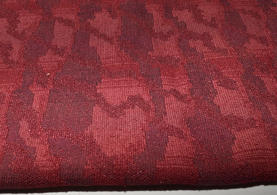 Vintage Abstract Geometric Design Red Thick Upholstery Fabric 50" x 21" - Image 4 of 4