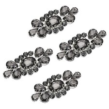 4Pcs Rhinestone Crystal Applique Iron on Patch Sewing Applique Grey