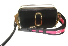 Marc Jacobs Snapshot Black/Gray Saffiano Leather Crossbody S/B MINT+MJ Dust Bag!