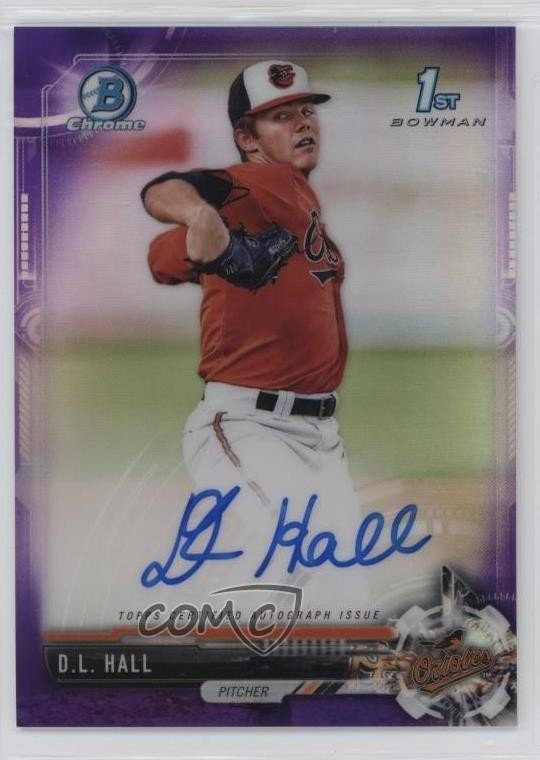 2017 Bowman Draft Chrome Pick Purple Refractor 24/250 DL Hall #CDA-DH Auto 13iq
