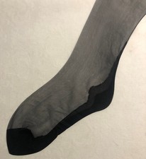 Vintage Fredericks French Seam Flat Knit Stocking Black sz Large 38 inches