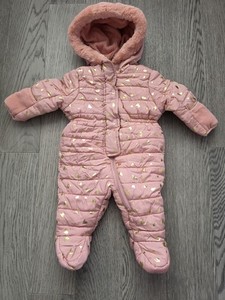 New Tahari Hooded Baby Bunting Pink Footie Coat Snowsuit 3m - 6m