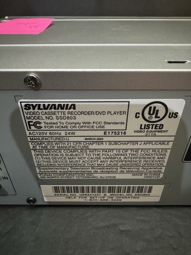 Sylvania SSD803 DVD & VHS Kombi Videorecorder Player - nur Teile oder Reparatur Box und Fernbedienung - Bild 8 von 10