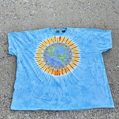 VTG Liquid Blue Double-Sided World Map Globe Graphic T-Shirt Big Tall 6XL 6X