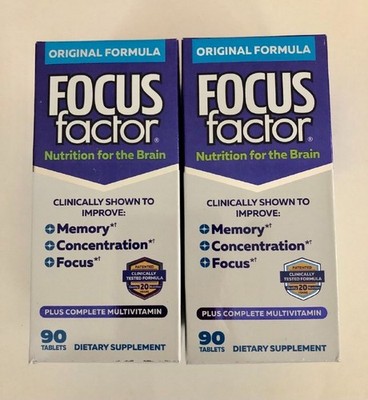 (LOT OF 2) Focus Factor Nutrition for The Brain Tablets - 90 Tablets Exp 08/2027