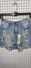Aphrodite Distressed Denim Cutoffs Blue High Rise Fray Hem Small