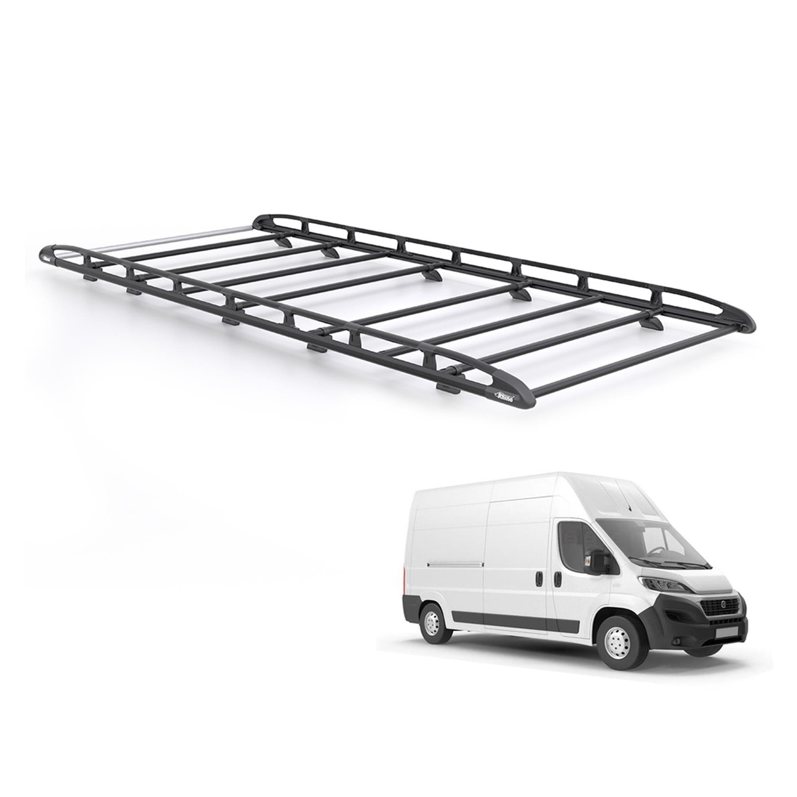 Fiat Ducato Roof Rack for 2006+ [L3H3] Rhino Aluminium KammRack Black