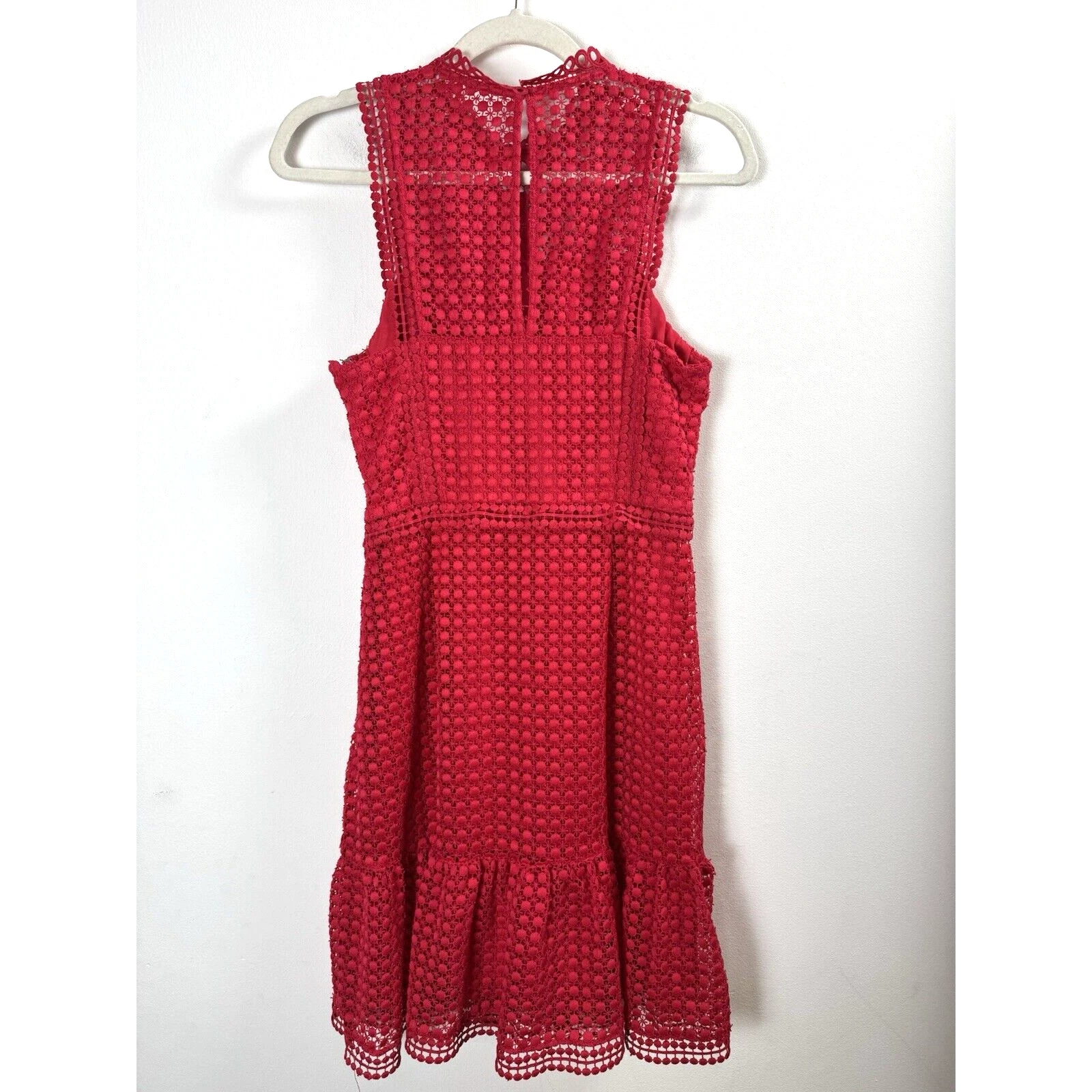 Whistles abito tubino pizzo uncinetto civetta data bohemien sexy San Valentino rosso 6