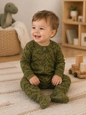 Carter's 2-way Zipper DINOSAUR Fleece Footie Pajama Size 12M NWT