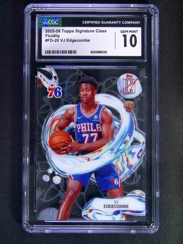 2025-26 Topps Signature Class VJ Edgecombe RC Acetate Fluidity CGC 10