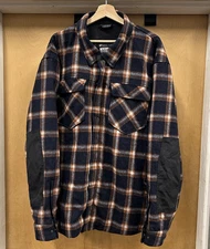 Icon Upstate Riding Flannel 4XL Orange Blue Wool Motorcycle Racing Cordura