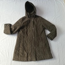 Women's Hooded Winter Coat Junge Coat Olive Detachable Hood Lined Quilted Uk 18