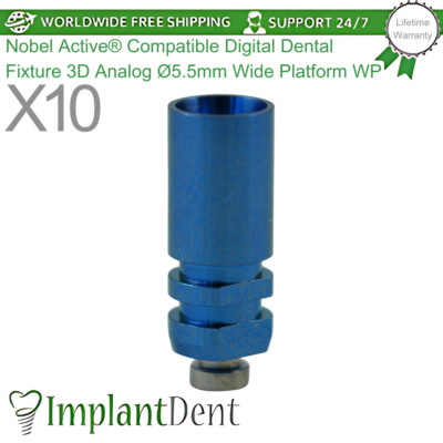 10x Nobel Active  Compatible Digital Dental Fixture 3D Analog Wide Platform WP