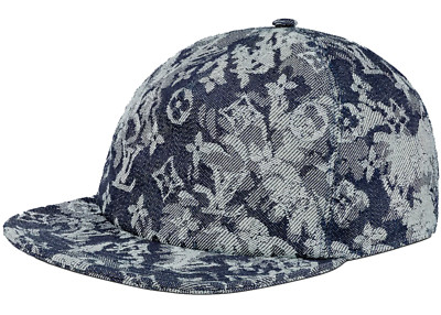 Louis Vuitton Monogram Tapestry Blue Grey LV Logo Sun Cap Baseball Hat 58cm