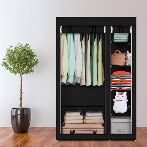 Heavy Duty Portable Closet Organizer Wardrobe Clothes Shoe Clothes Rack w/ Cover - Picture 12 of 17