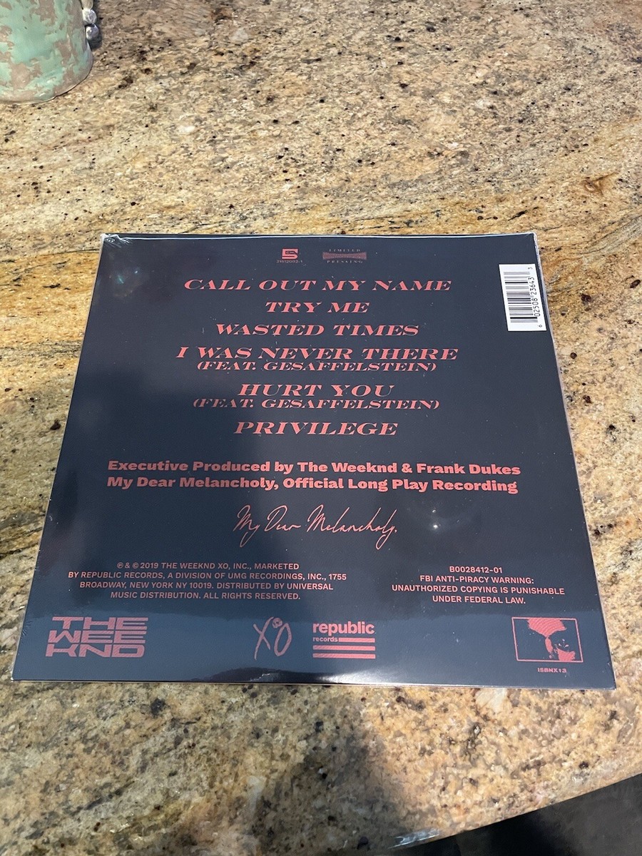 The Weeknd MDM My Dear Melancholy Record Store Day RSD RARE The Weeknd MDM My Dear Melancholy Record Store Day RSD RARE