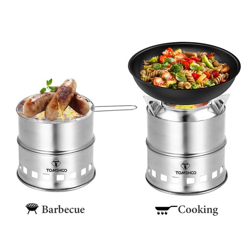 TOMSHOO Camping Wood Stove Folding Wood Burning Stove Compact Stainless - Picture 2 of 23