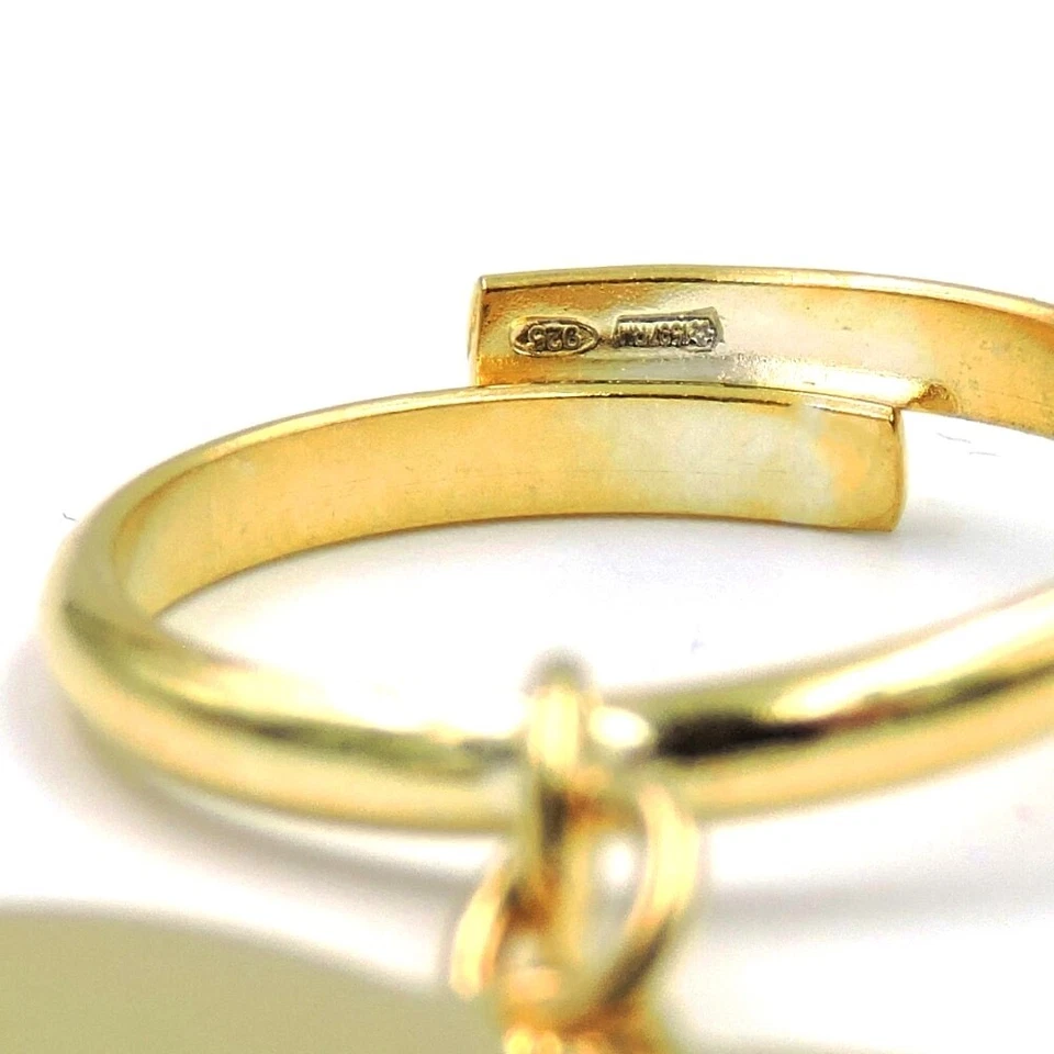 Anello Ciondolo Cuore in Argento 925 Placcato Oro con Incisione Gratuita - Immagine 2 di 4