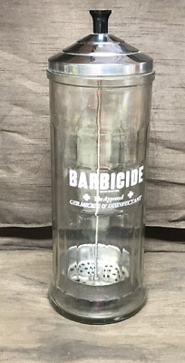 Vintage Barbicide Disinfectant Glass Jar Container - King  Made In Canada