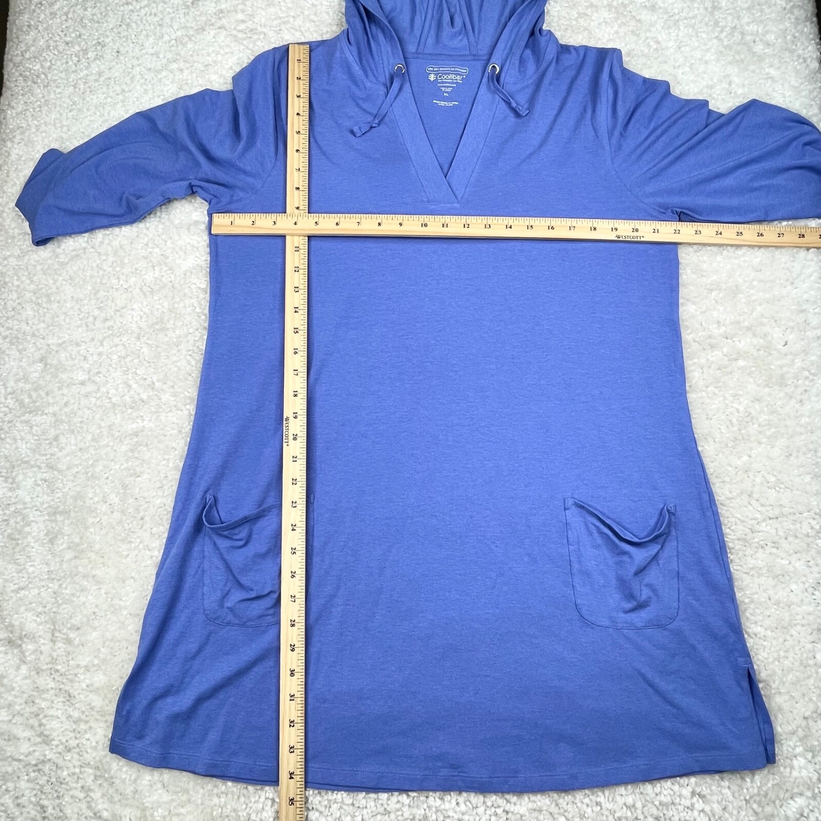 Coolibar Hoodie DressWomens XL Blue Hooded Shirt Beach Cover Up Dress