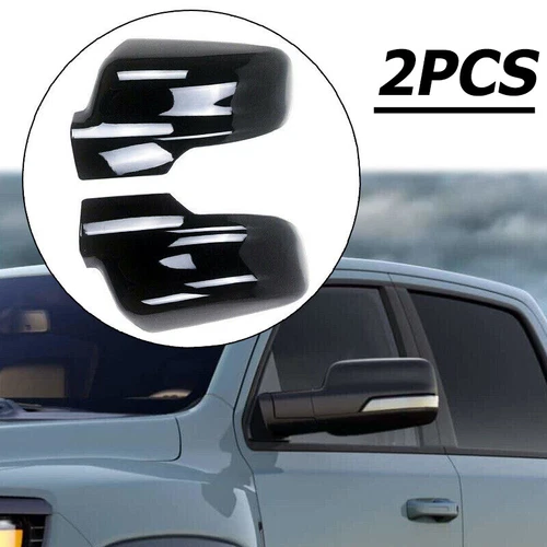 Mirror Covers Side View Trim Fits 2019-2024 2025 Dodge Ram 1500 Gloss Black ABS
