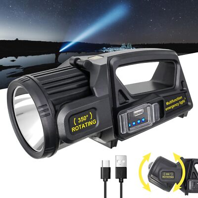 1000000 Lumens Spotlight, 9 Modes Rechargeable Led Spotlight Flashlight with ...