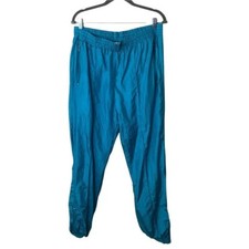 Vintage Track Pants Mens XL Jogger Wind Resistant Blue Teal Zip Ankle Nylon