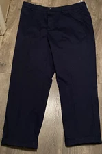 Van Heusen Flex Flat Front Straight Fit Navy blue casual Pants, W 38 x 34L New