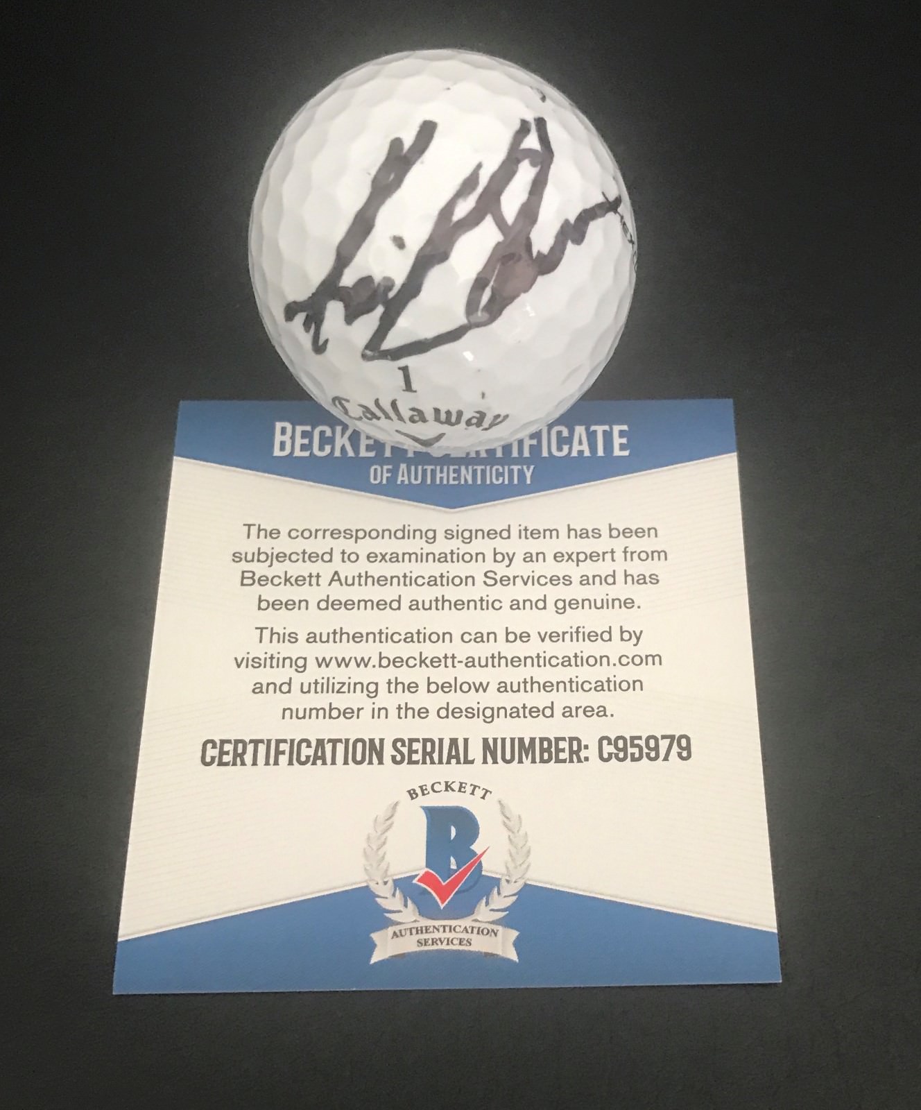 HENRIK STENSON SIGNED AUTO PGA GOLF BALL BAS BECKETT COA 5 