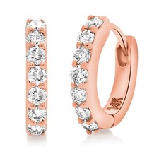 14k Rose Gold 0.50ctw Diamond Huggie Hoop Earrings 12mm x 11.5mm