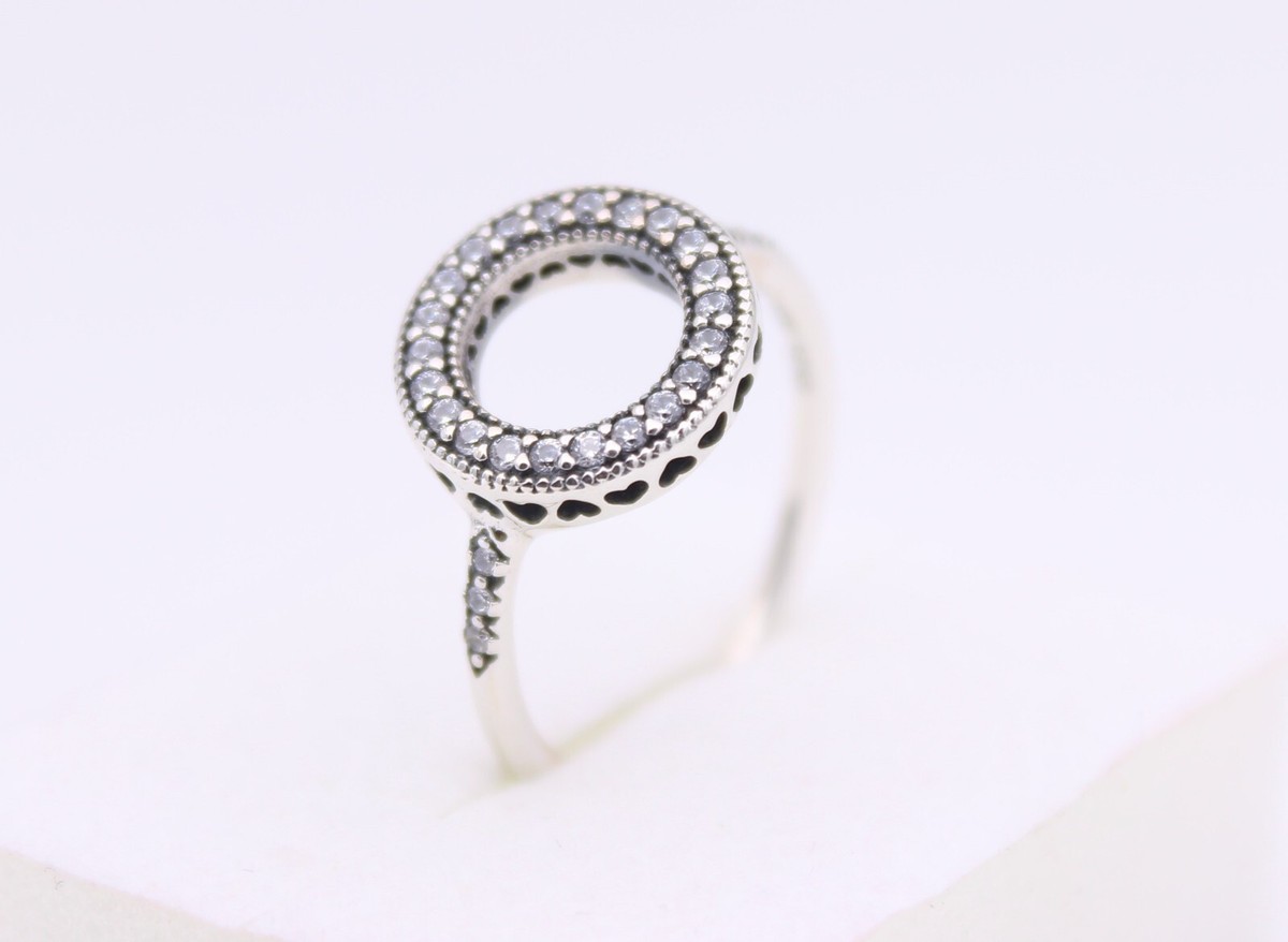 Size 7.5/56 Authentic PANDORA Sparkling Halo Ring Silver S925