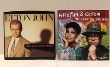 45 Elton John (2) Picture Sleeves / No Records - Nice Cond - Through the Storm