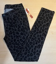 Womens Black Leopard Print Pants Textured Skinny Jeans Sz 5 NWT