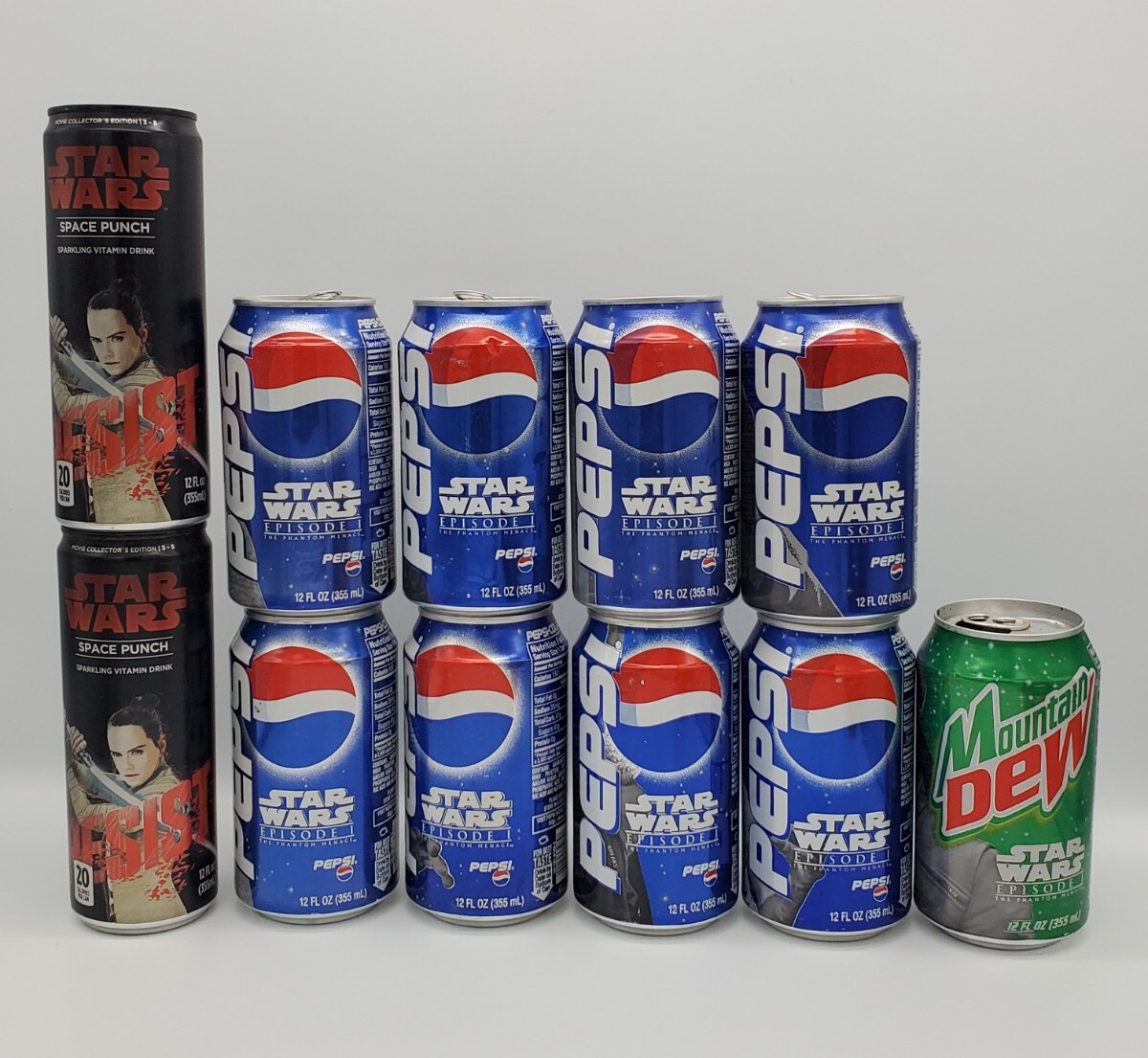 1999 Star Wars Episode I The Phantom Menace Pepsi Cans Mtn Dew Can Space Punch - Picture 4 of 5