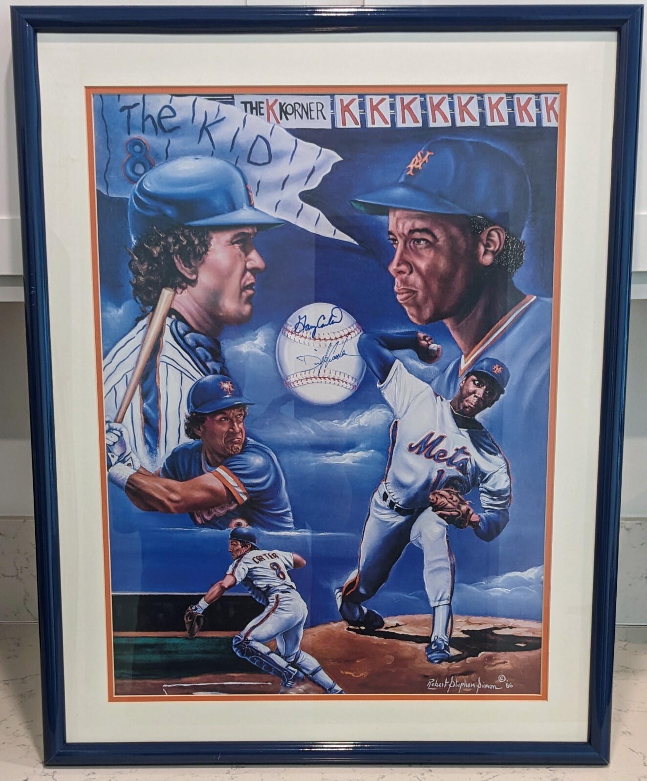 Gary Carter And Dwight Gooden Signed Lithograph Custom Framed COA