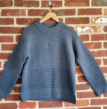Madewell Small oversized blue sweater ribbed knit wool blend EUC