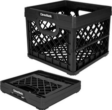 Collapsible Milk Crate, Obsidian, 1PK - 25L 6 Gal Stackable Storage Bins