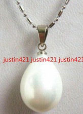 Natural 12x16mm White South Sea Shell Pearl Teardrop Gemstone Pendant AAA