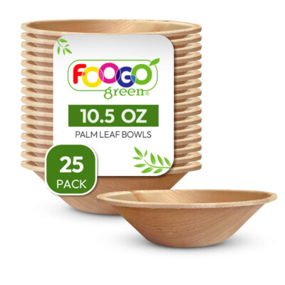 FOOGO Grün Einweg Palmblatt Schale Dessert und Salat Schüsseln Umweltfreundlich Picknick