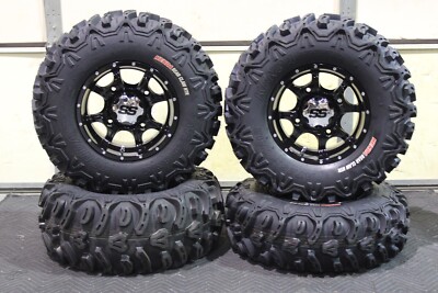 DEFENDER HD10 25'' BEAR CLAW HTR RADIAL 8 Ply ATV TIRE COBRA BLK WHEEL KIT CAN1CA