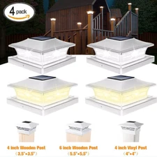 4PCS Outdoor Flame Light Solar Post Deck Fence Cap 4x4/6x6 High Bright Light